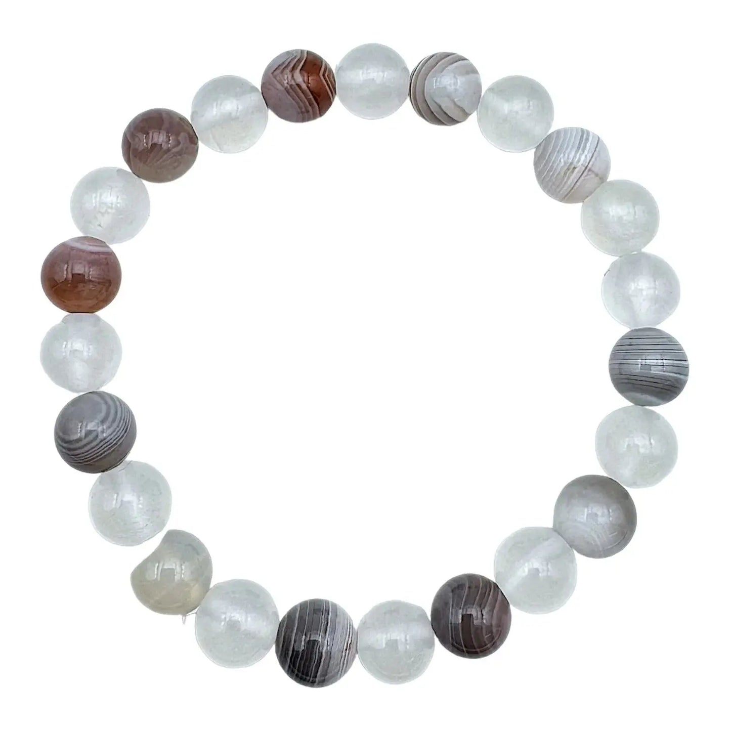 Bracelet Lithothérapie Équilibre Intérieur – Sélénite & Agate Botswana | Paix in