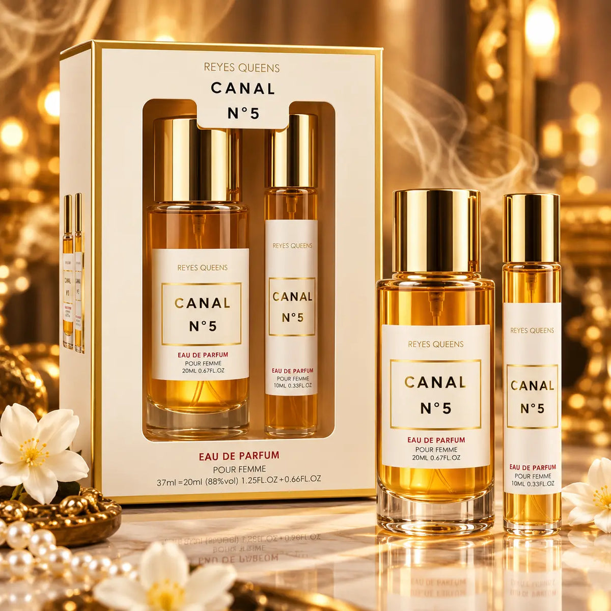 Coffret parfum femme CANAL N°5 Reyes Queens avec deux flacons de 37 ml et 20 ml