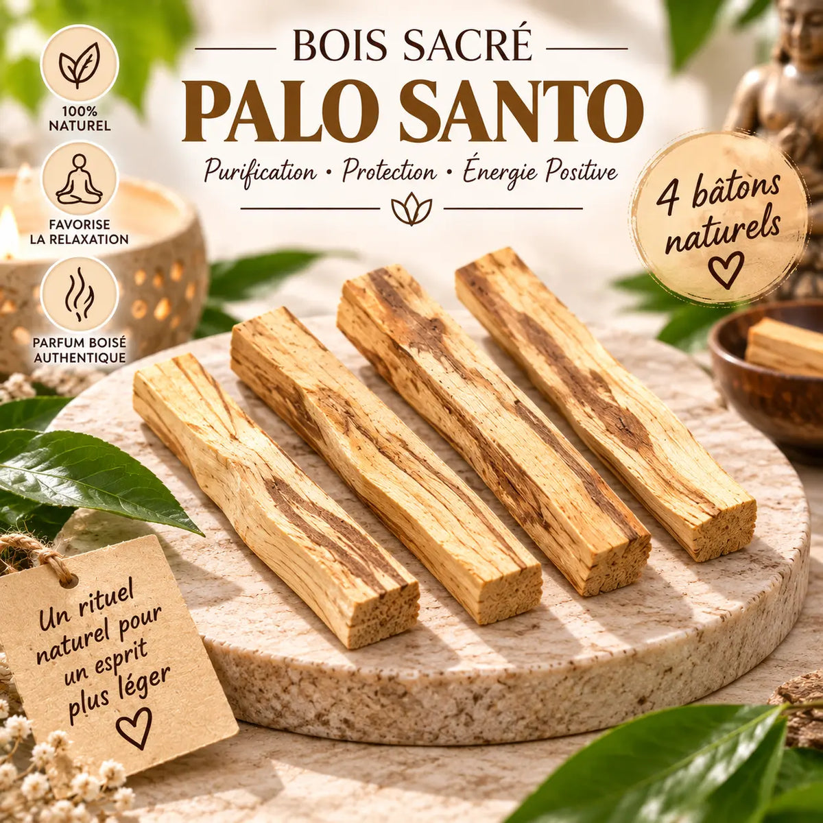 Palo Santo bois sacré du Pérou environ 40 g 4 bâtons de 10 cm