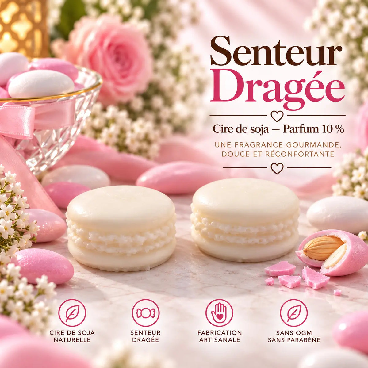 Fondant parfumé Dragée – Cire de soja | Senteur gourmande La Casa Del José
