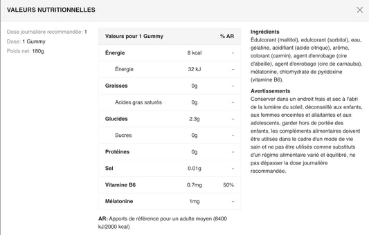 Gummies mélatonine Weider goût fraise pour endormissement et décalage horaire