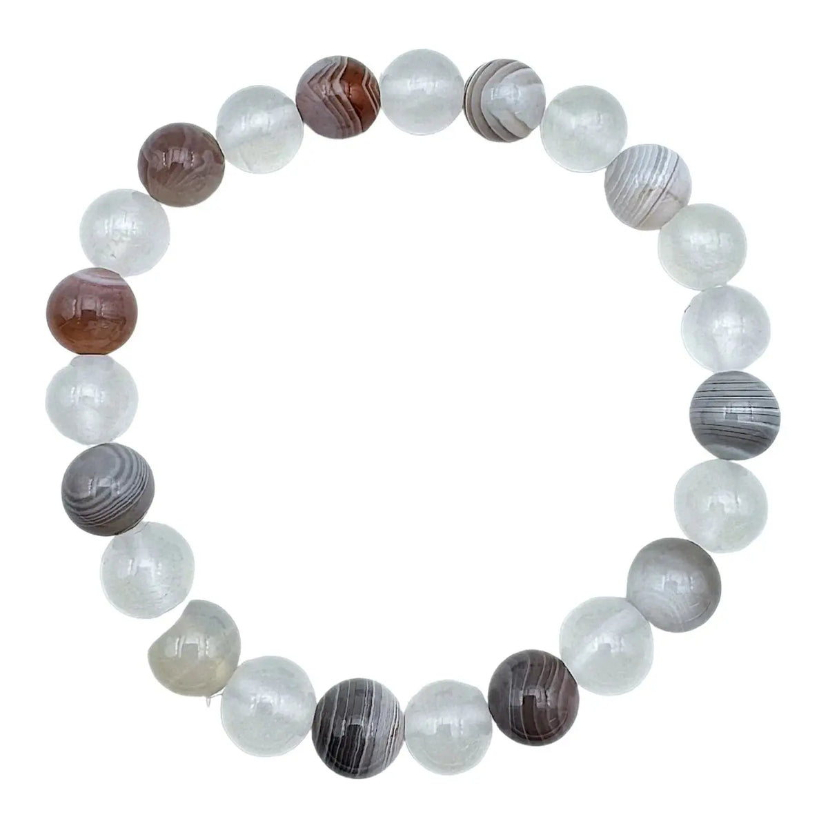 Bracelet Lithothérapie Équilibre Intérieur – Sélénite & Agate Botswana | Paix in