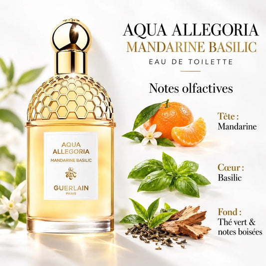 Guerlain Aqua Allegoria Mandarine Basilic Eau de Toilette 125 ml, flacon de parfum aux notes de mandarine et basilic