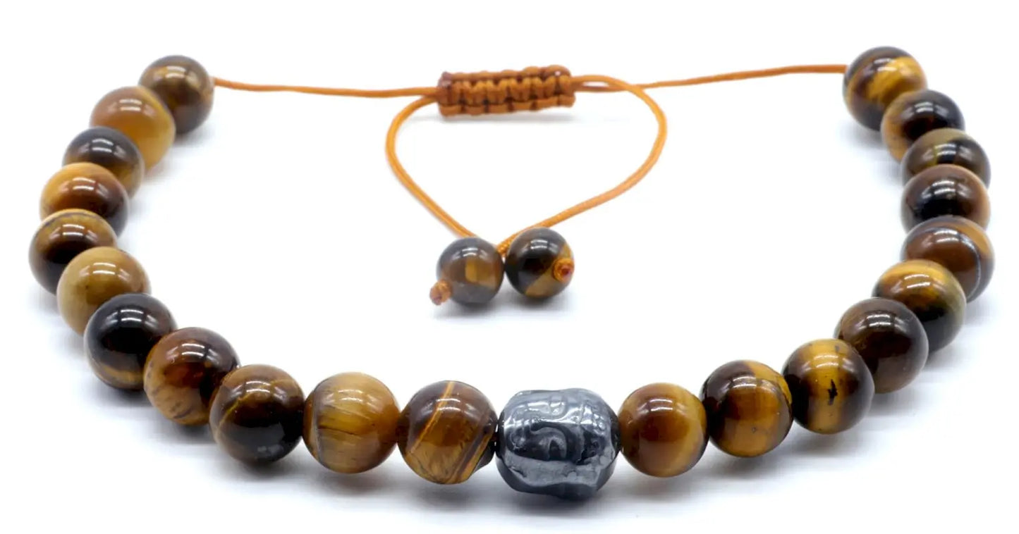 Bracelet Ajustable en Œil de Tigre  - Perles 8mm La Casa Del José
