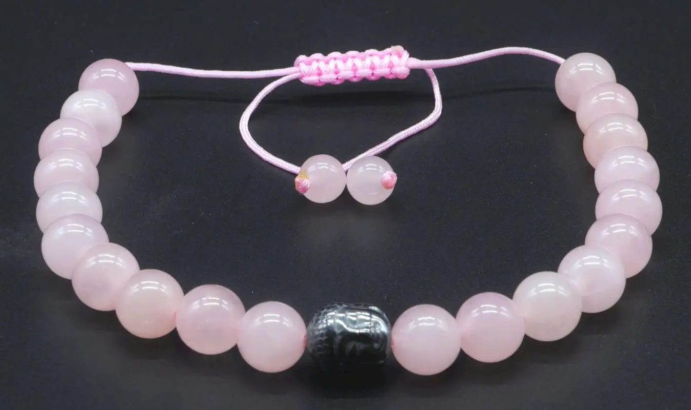 Bracelet Ajustable en Quartz Rose  - Perles 8mm La Casa Del José