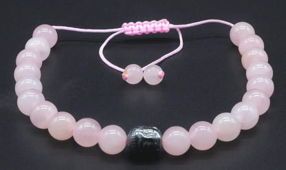 Bracelet Ajustable en Quartz Rose  - Perles 8mm La Casa Del José