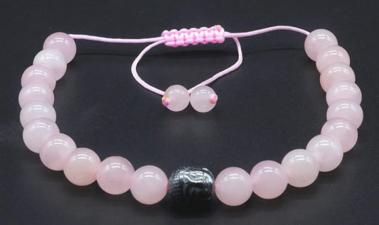 Bracelet Ajustable en Quartz Rose  - Perles 8mm La Casa Del José