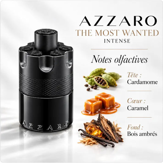 Azzaro The Most Wanted Eau de Parfum Intense Homme 100 ml, flacon noir en forme de barillet 