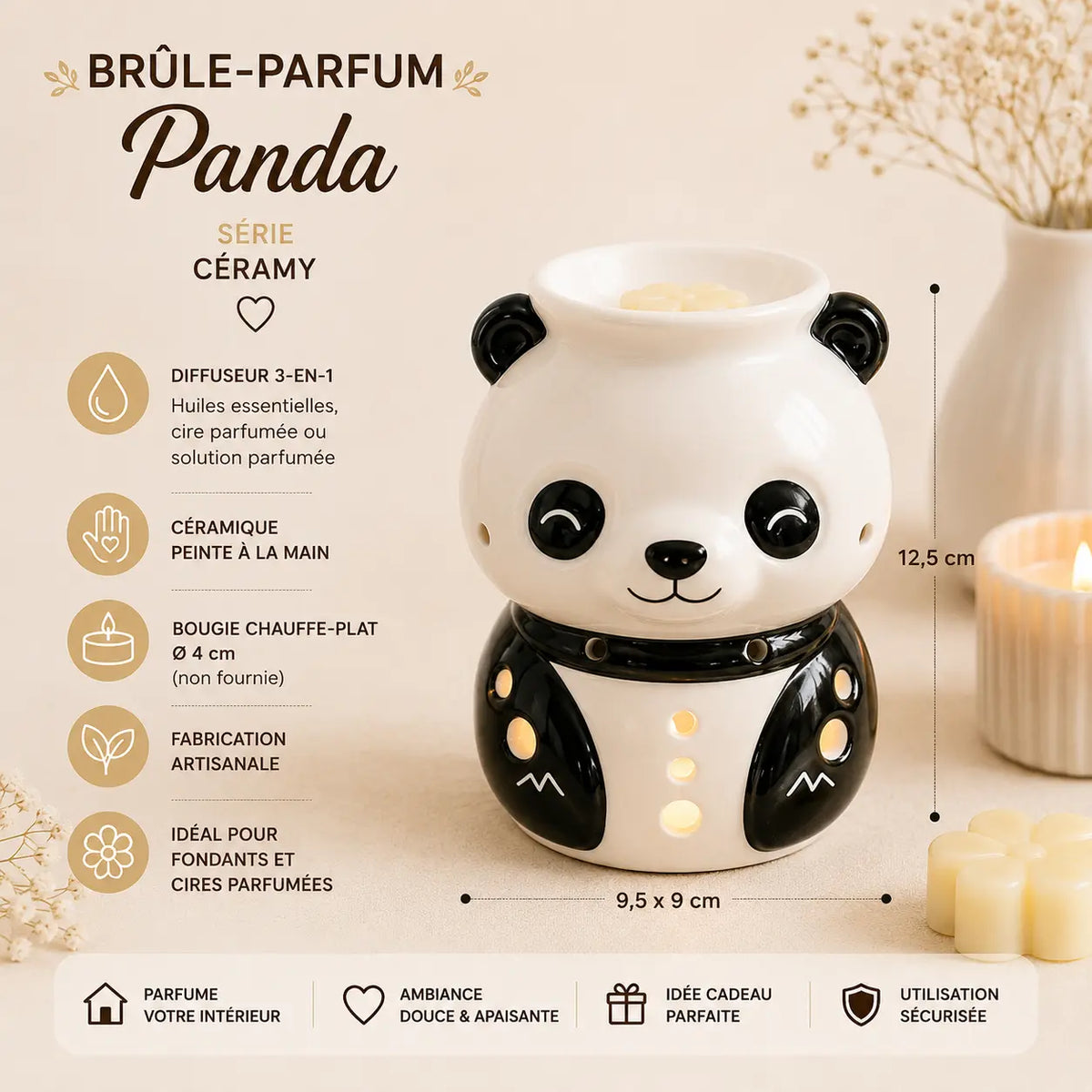 Brûle-Parfum Panda – Série Céramy ceramy