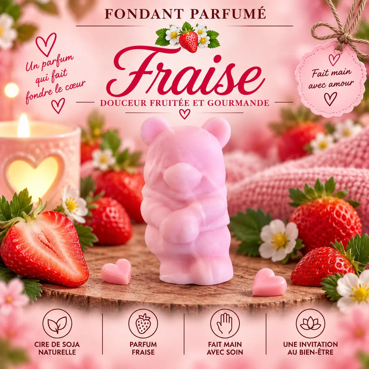 Fondants Parfumés Fraise à la Cire de Soja La Casa Del José