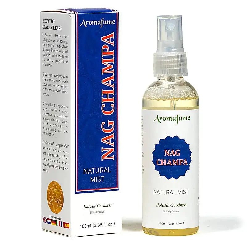 Spray désodorisant Nag Champa Aromafume 100 ml pour purification énergétique, ambiance zen et parfum relaxant naturel.