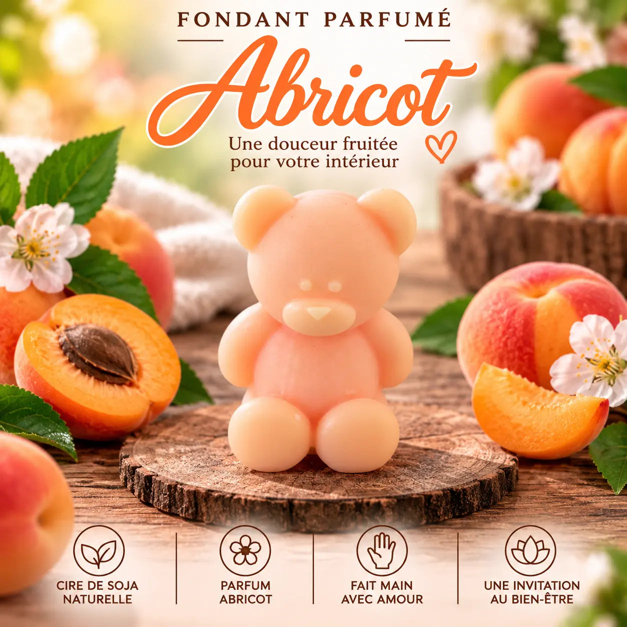 Fondants Parfumés Abricot à la Cire de Soja Teddy