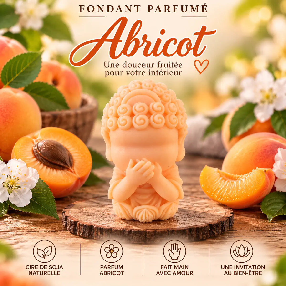 Fondants Parfumés Abricot à la Cire de Soja bebe bouddha