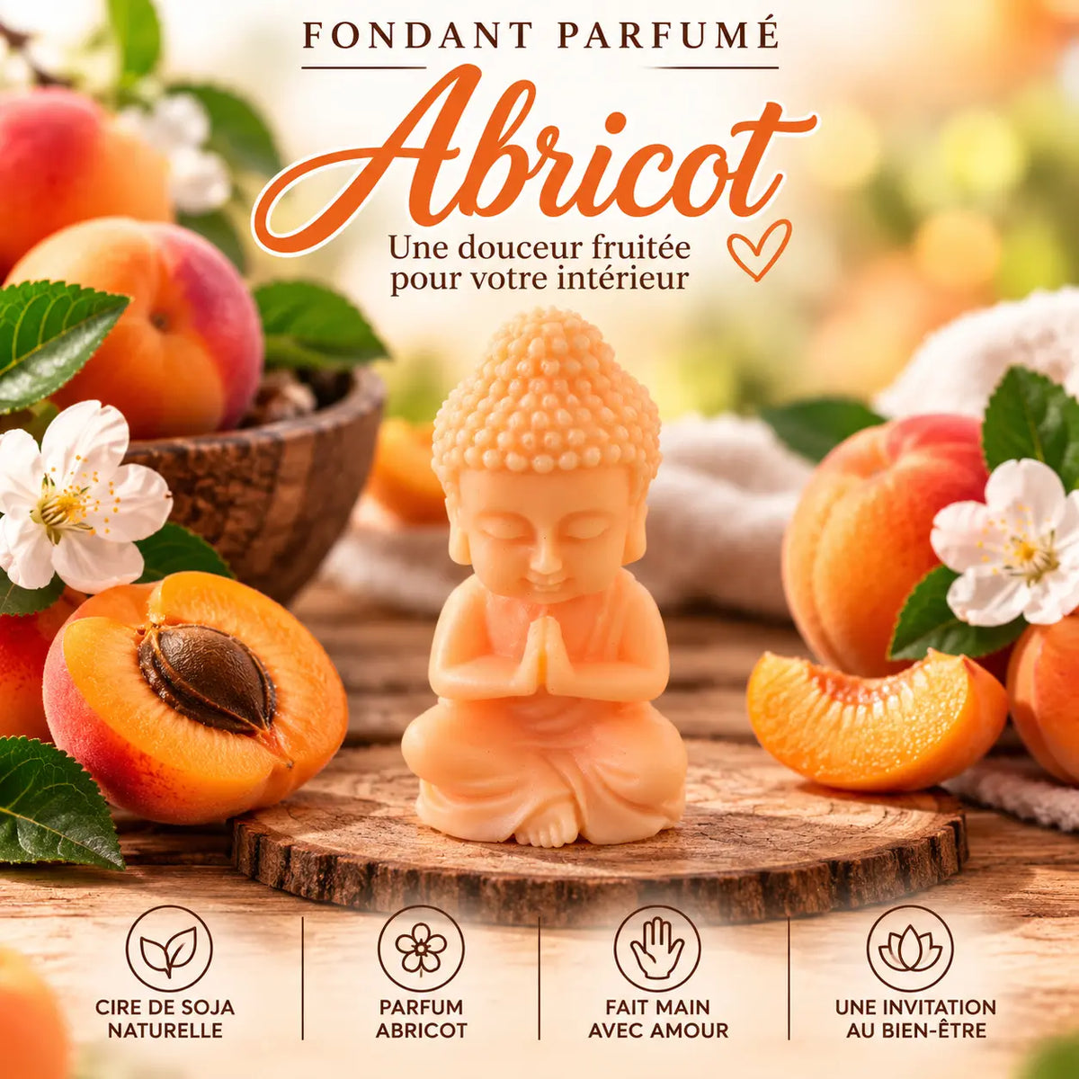 Fondants Parfumés Abricot à la Cire de Soja bouddha