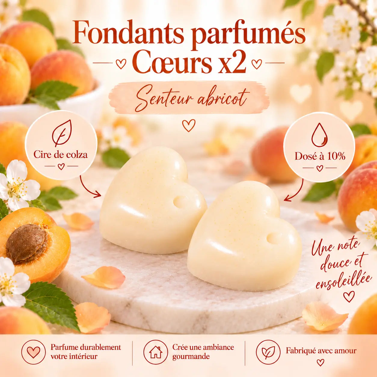 Fondants Parfumés Abricot à la Cire de Soja coeur