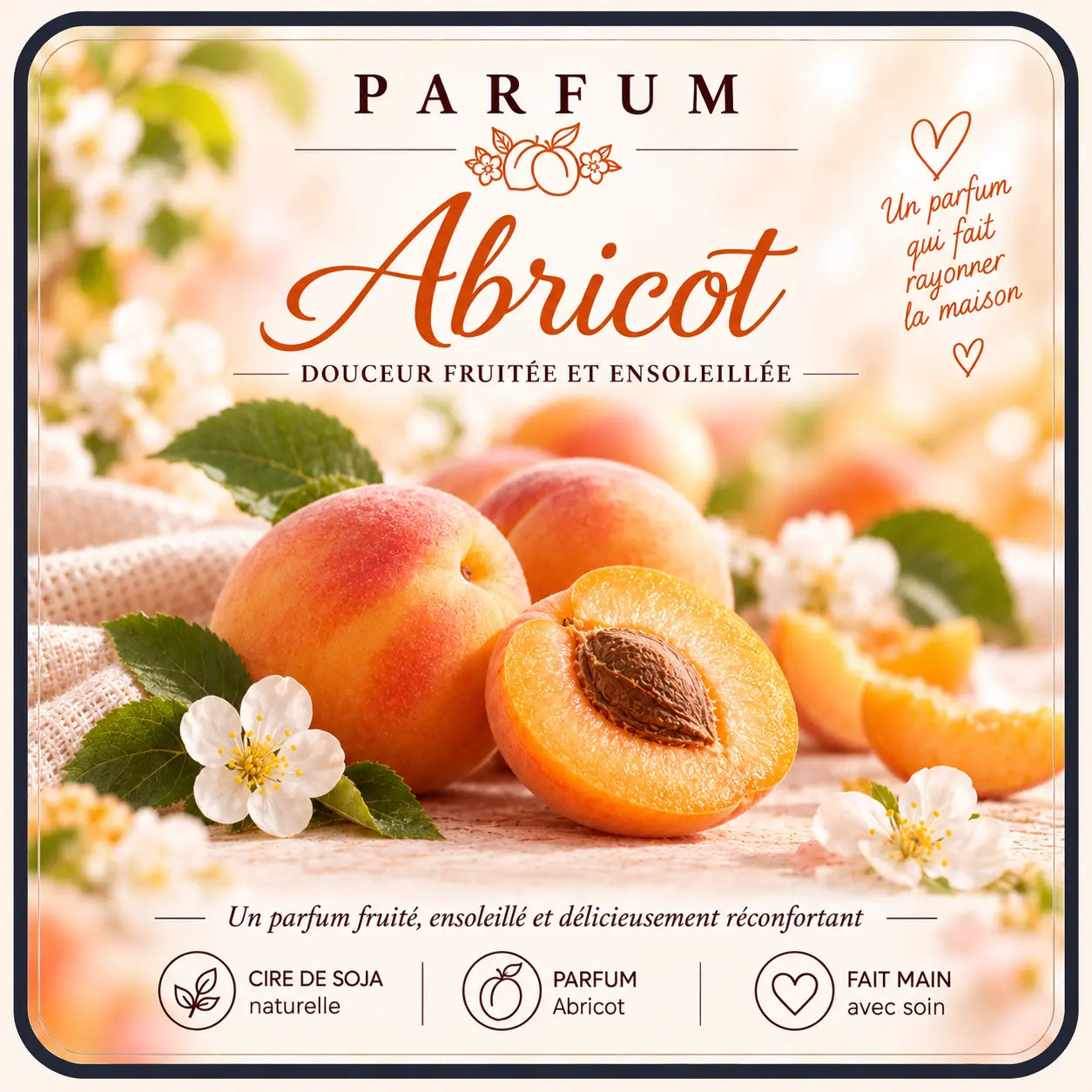 Fondants parfumés Abricot en cire de soja artisanaux