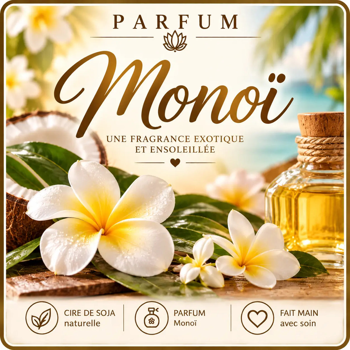 Fondants parfumés Monoï en cire de soja artisanaux