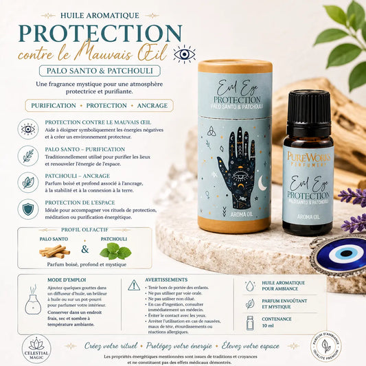 Huile aromatique Celestial Magic Protection contre le Mauvais Œil 10 ml au Palo Santo et Patchouli avec étui