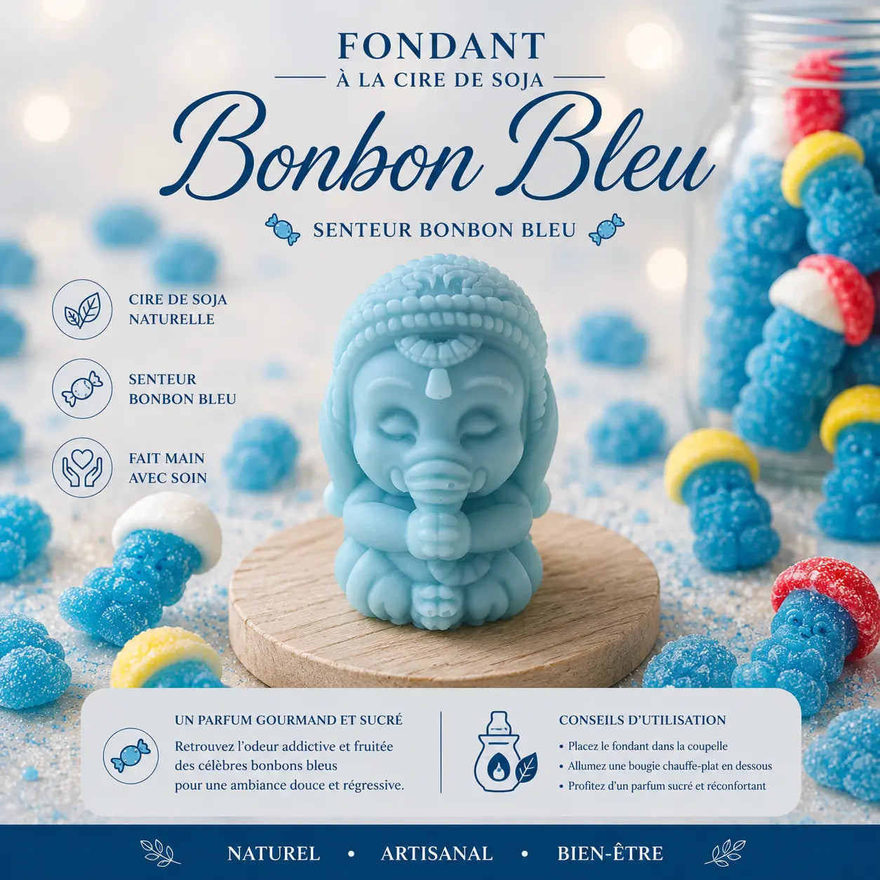 Fondants Parfumés Bonbon Bleu Cire de Soja La Casa Del José