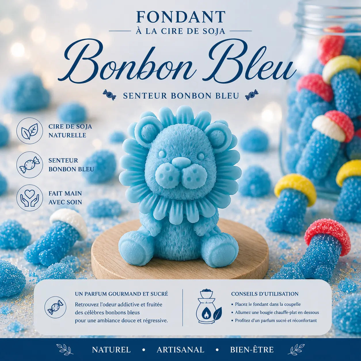 Fondants Parfumés Bonbon Bleu Cire de Soja La Casa Del José