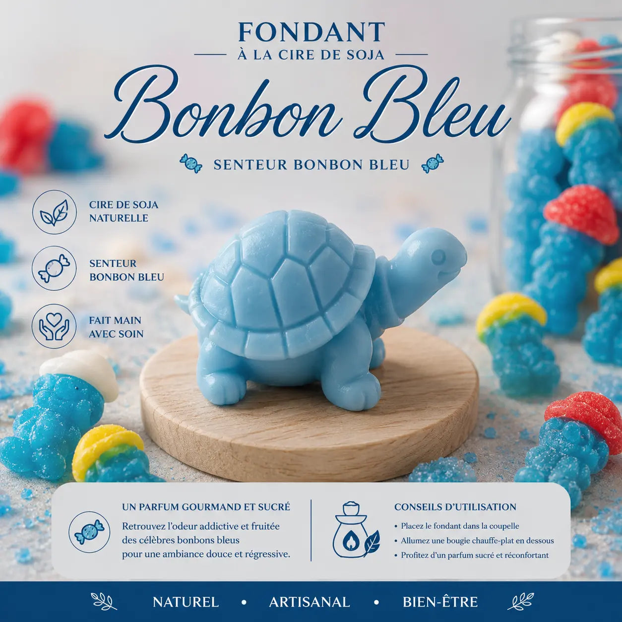 Fondants Parfumés Bonbon Bleu Cire de Soja La Casa Del José