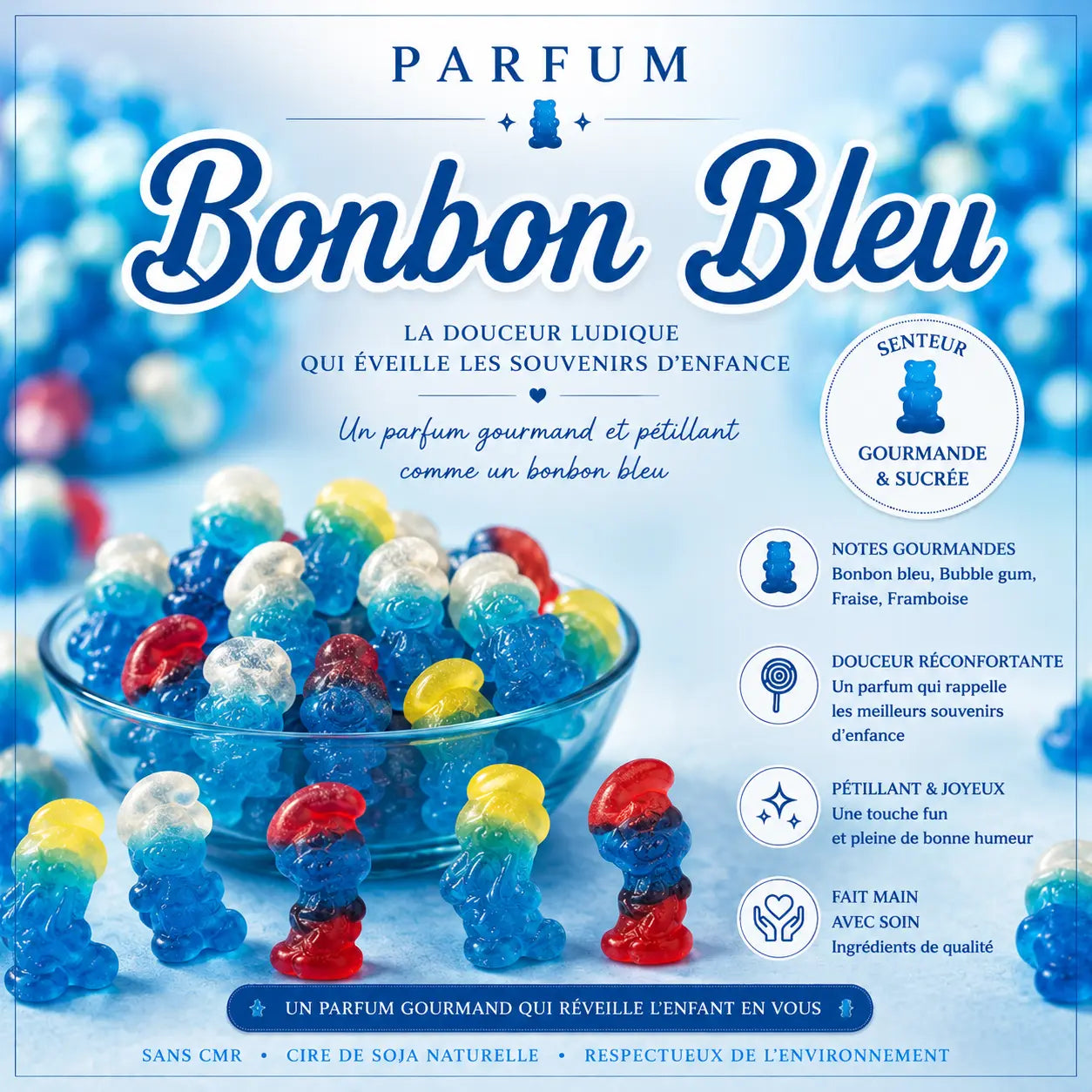 Fondants parfumés Bonbon Bleu à la cire de soja