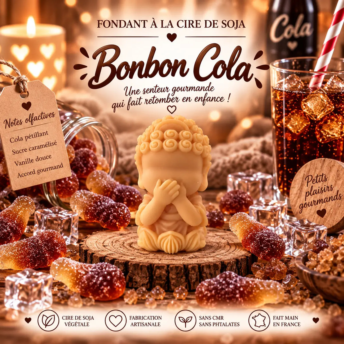 Fondants parfumés Bonbon Cola en cire de soja artisanaux plusieurs modèles