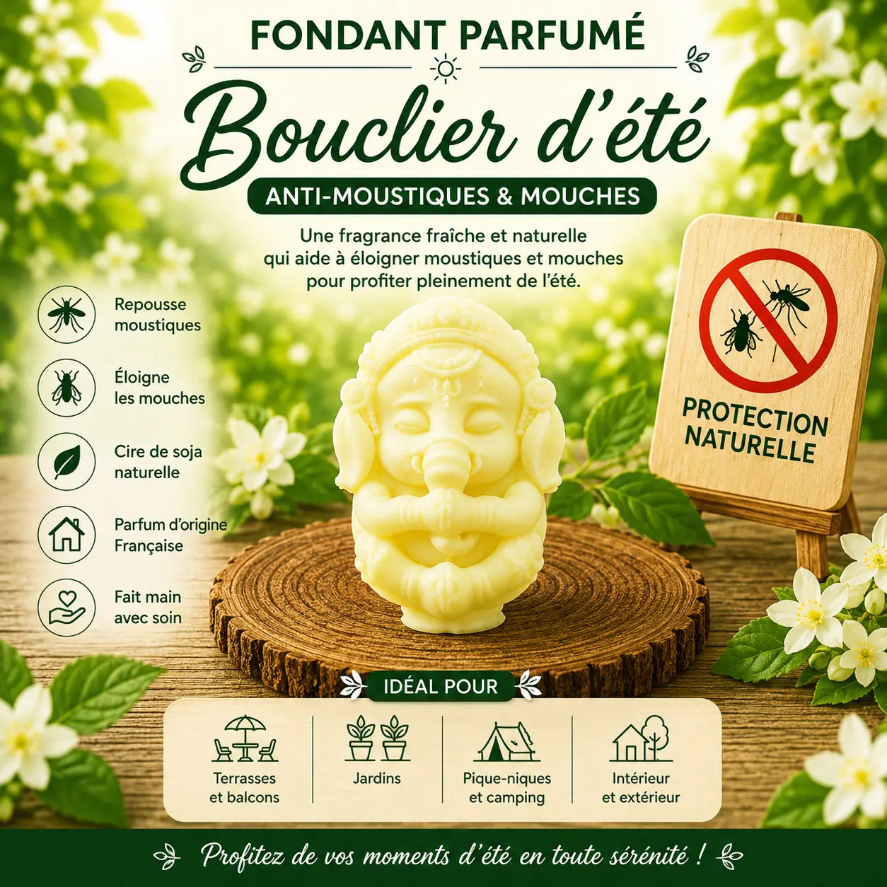 Fondant parfumé Bouclier d’Été anti moustique anti mouche