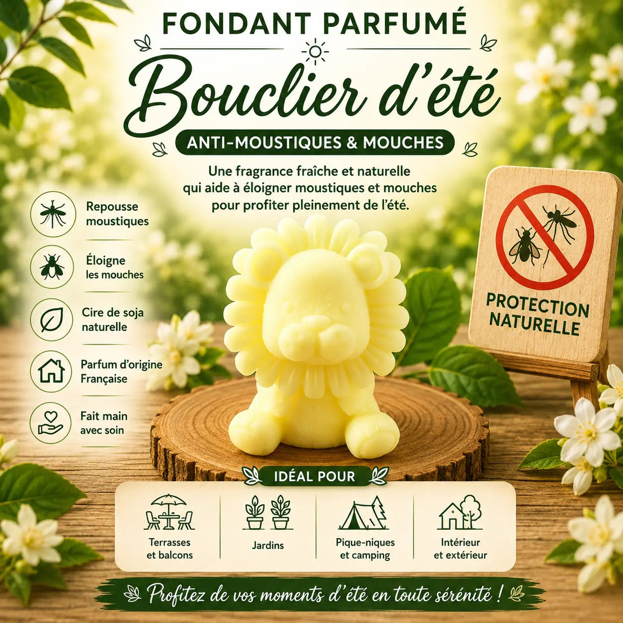 Fondant parfumé Bouclier d’Été anti moustique anti mouche