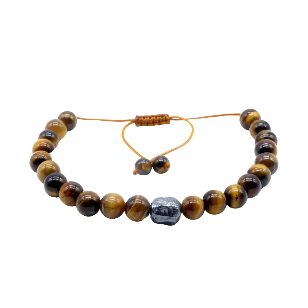 Bracelet Ajustable en Œil de Tigre  - Perles 8mm La Casa Del José