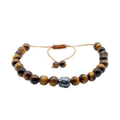 Bracelet Ajustable en Œil de Tigre  - Perles 8mm La Casa Del José