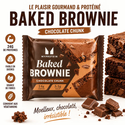 Baked Brownie – brownie protéiné 23 g de protéines, riche en chocolat et pauvre en sucre myprotein