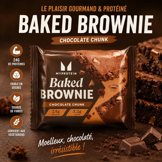 Baked Brownie – brownie protéiné 23 g de protéines, riche en chocolat et pauvre en sucre myprotein