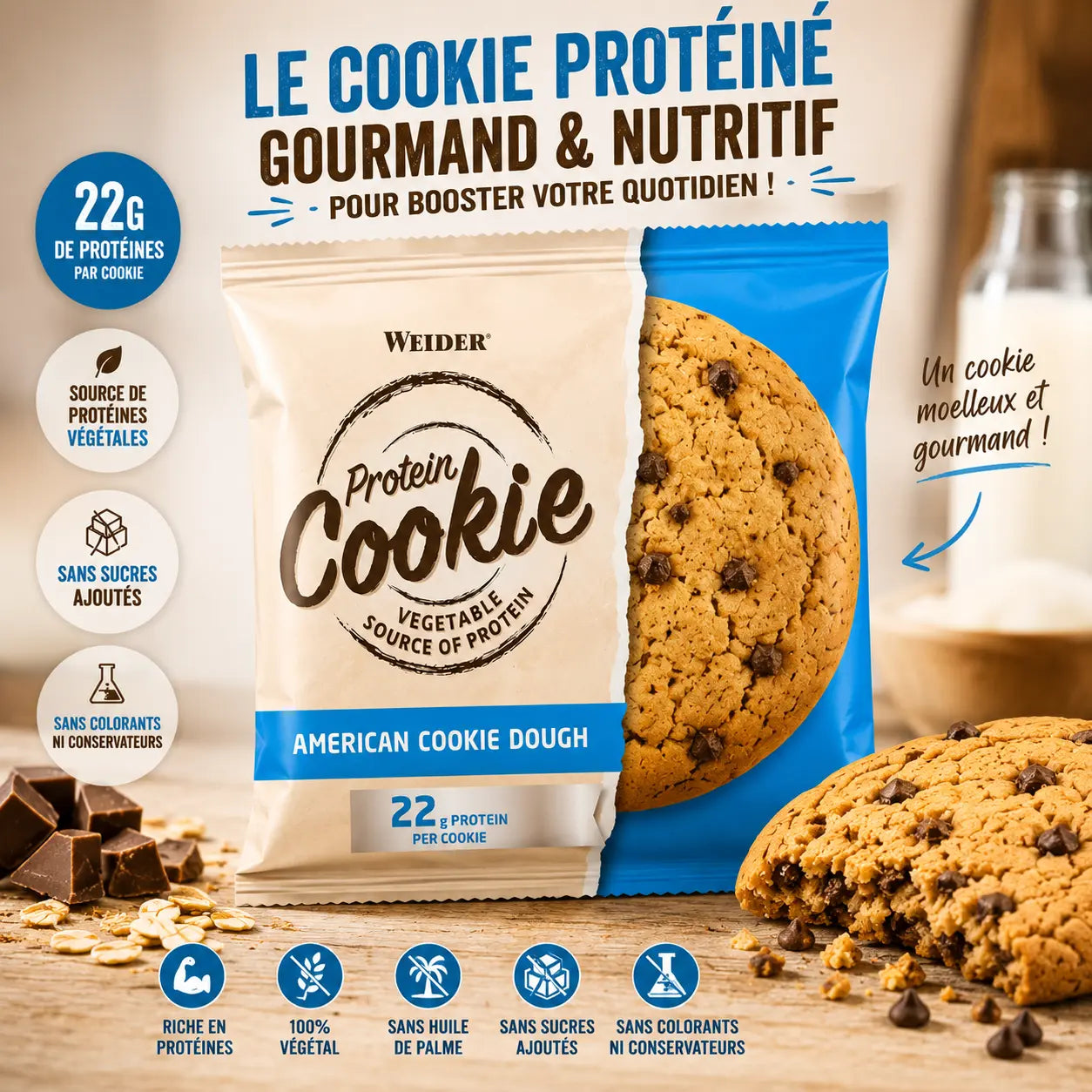 Cookies protéinés American Dough – Snack gourmand riche en protéines, façon pâte à cookie américaine La Casa Del José