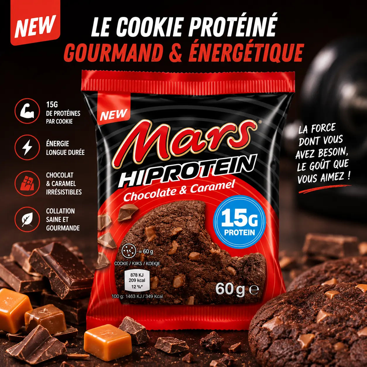Mars Hi-Protein Cookies 60g — Biscuit Protéiné Chocolat Caramel La Casa Del José