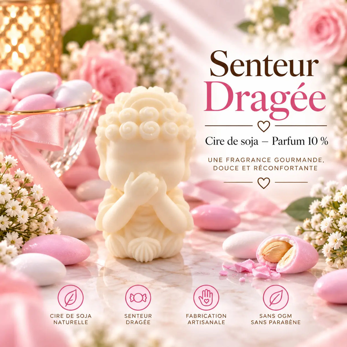 Fondant parfumé Dragée – Cire de soja | Senteur gourmande La Casa Del José