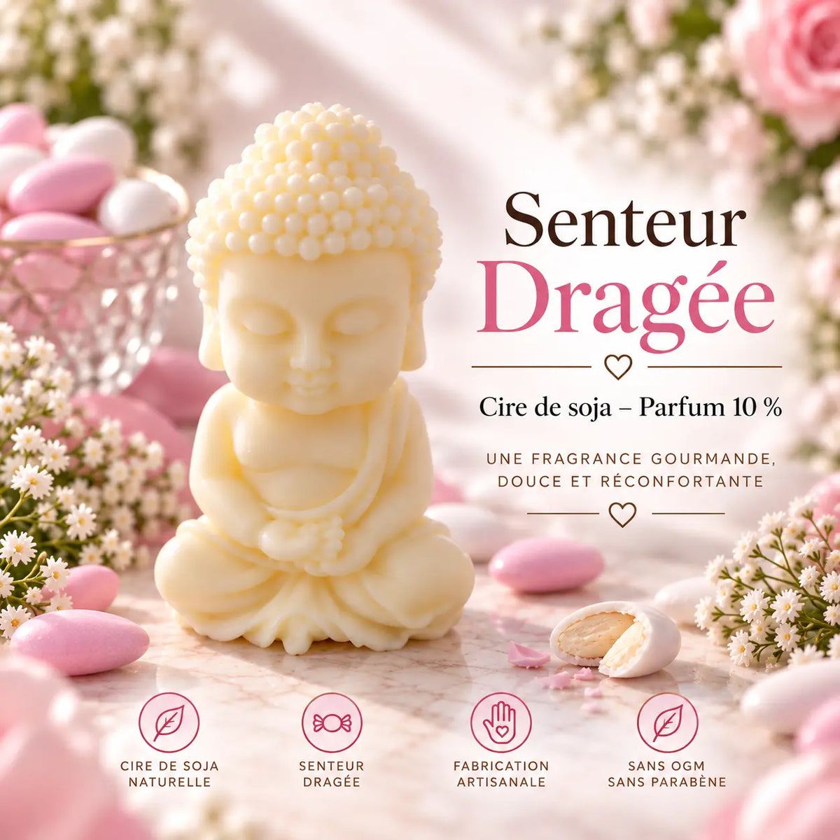 Fondant parfumé Dragée – Cire de soja | Senteur gourmande La Casa Del José
