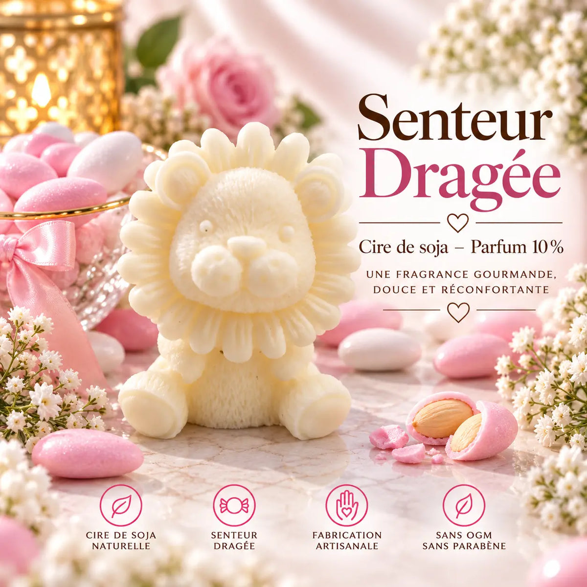 Fondant parfumé Dragée – Cire de soja | Senteur gourmande La Casa Del José