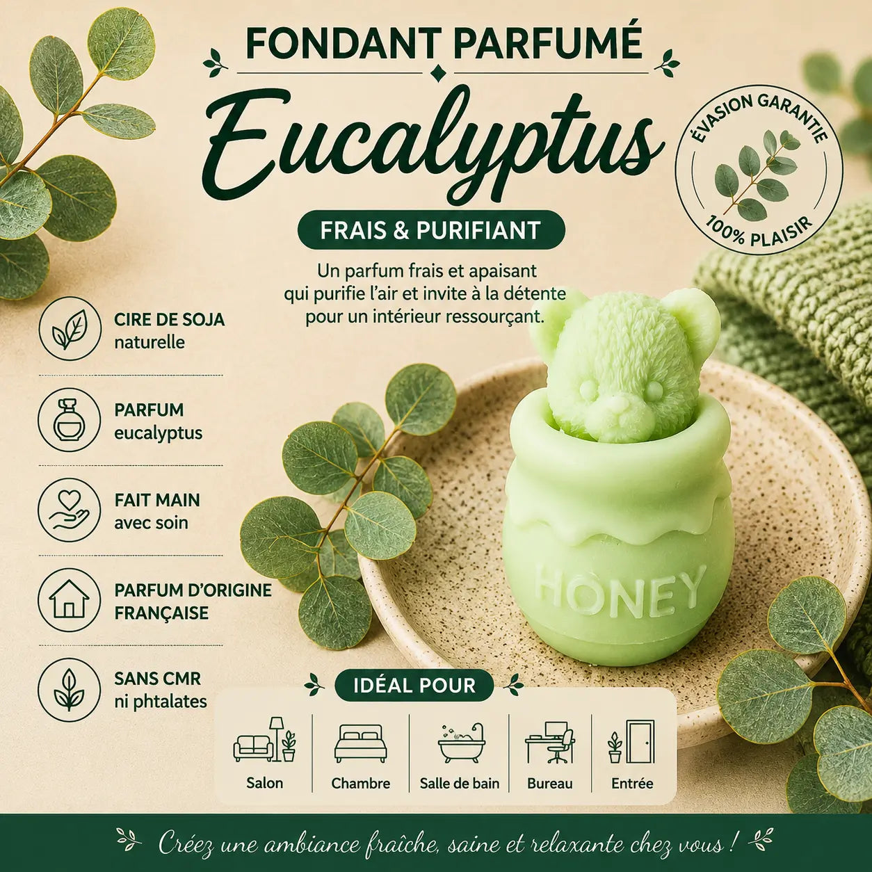 Fondants parfumés Eucalyptus à la cire de soja