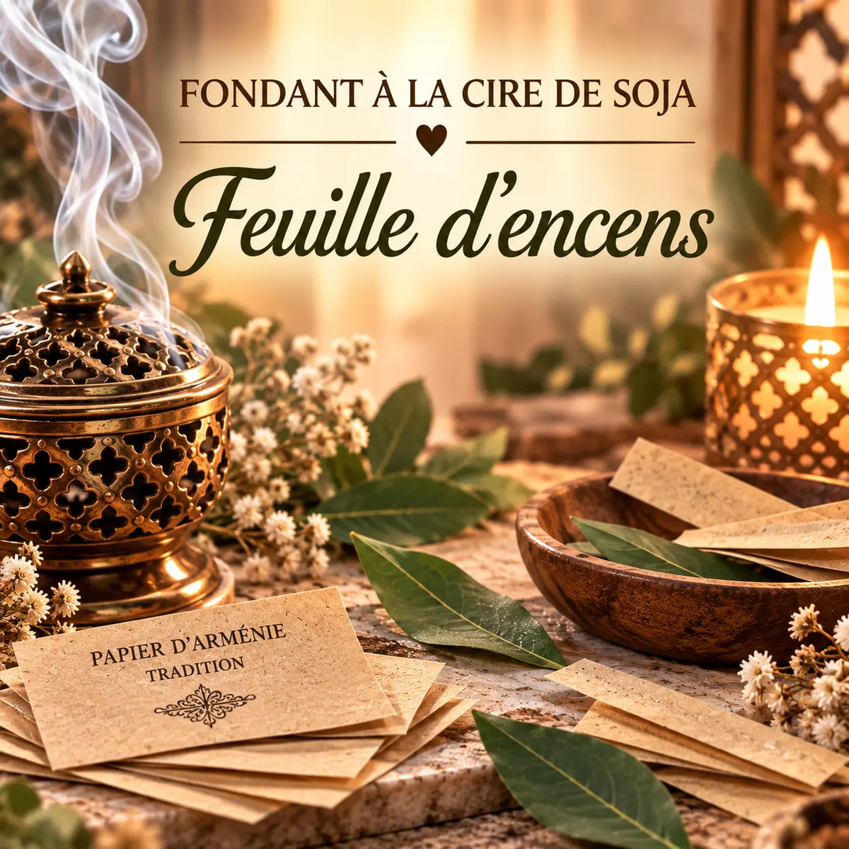 Fondants parfumés Feuille d’Encens en Fondants parfumés Feuille d’Encens en cire de soja artisanaux plusieurs modèles