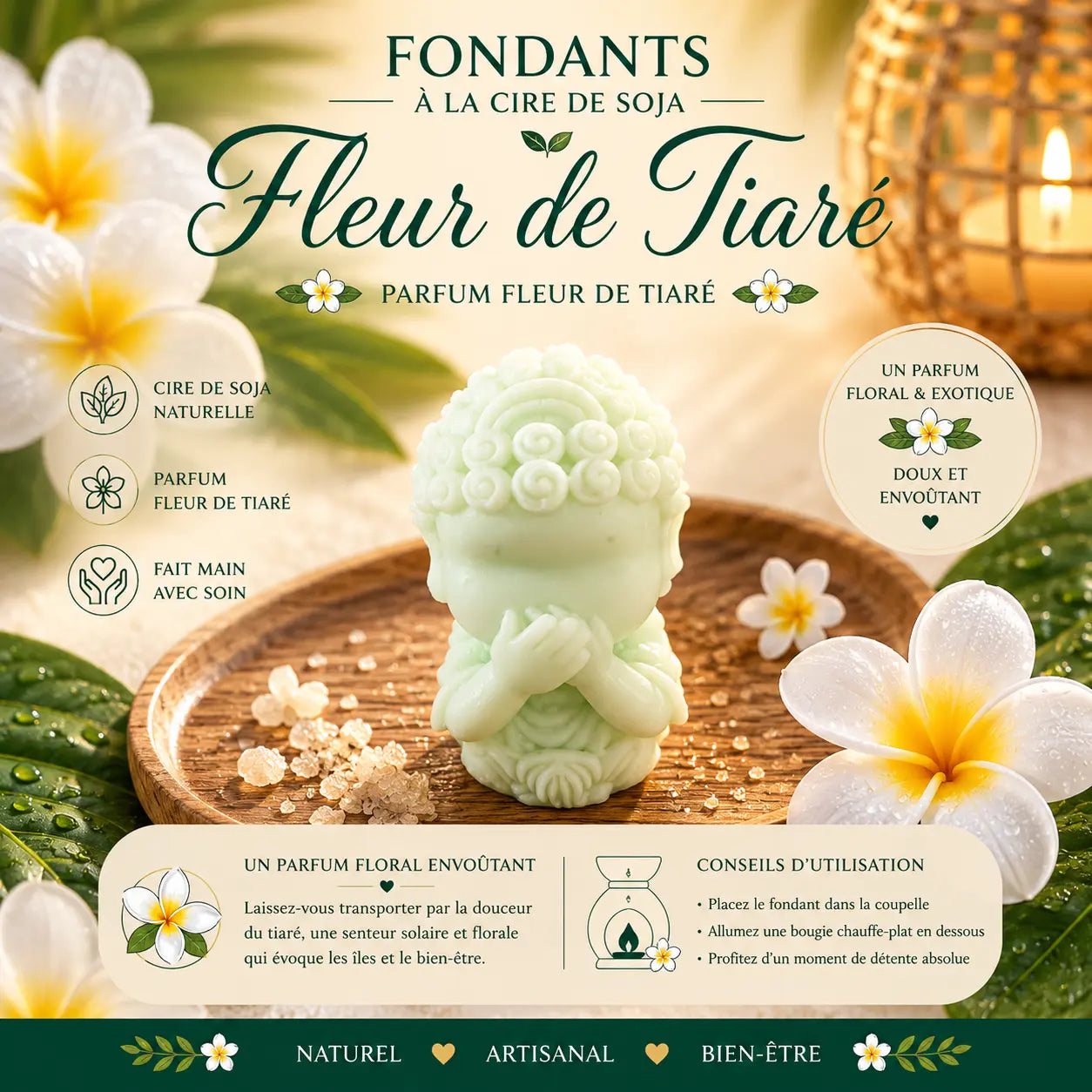 Fondants parfumés Fleur de Tiaré à la cire de soja