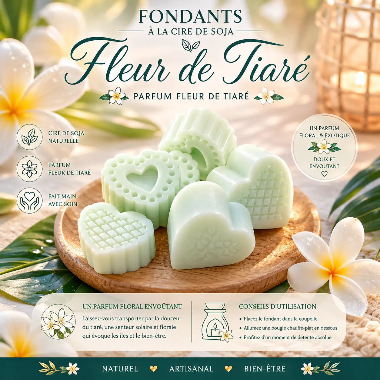 Fondants parfumés Fleur de Tiaré à la cire de soja