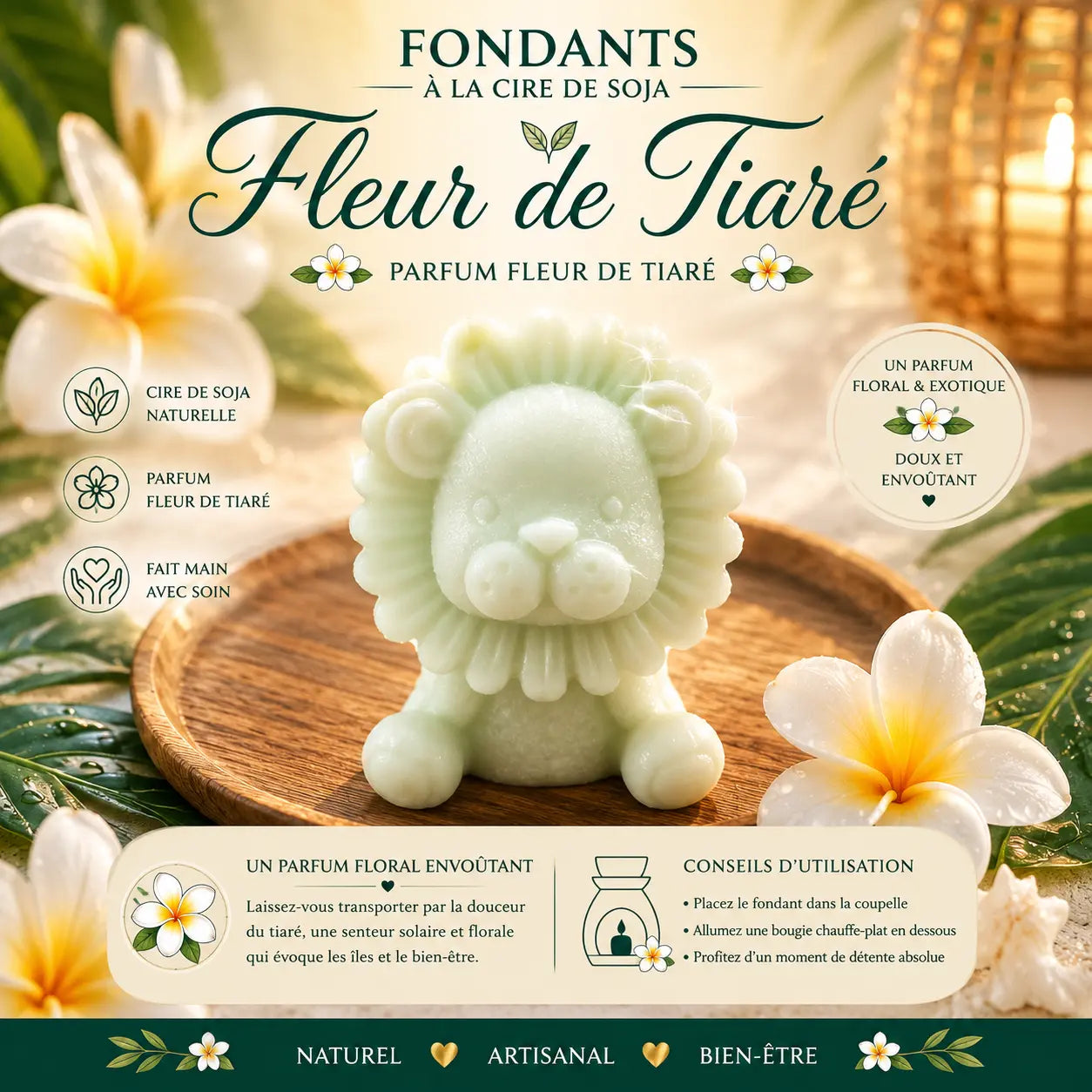 Fondants parfumés Fleur de Tiaré à la cire de soja
