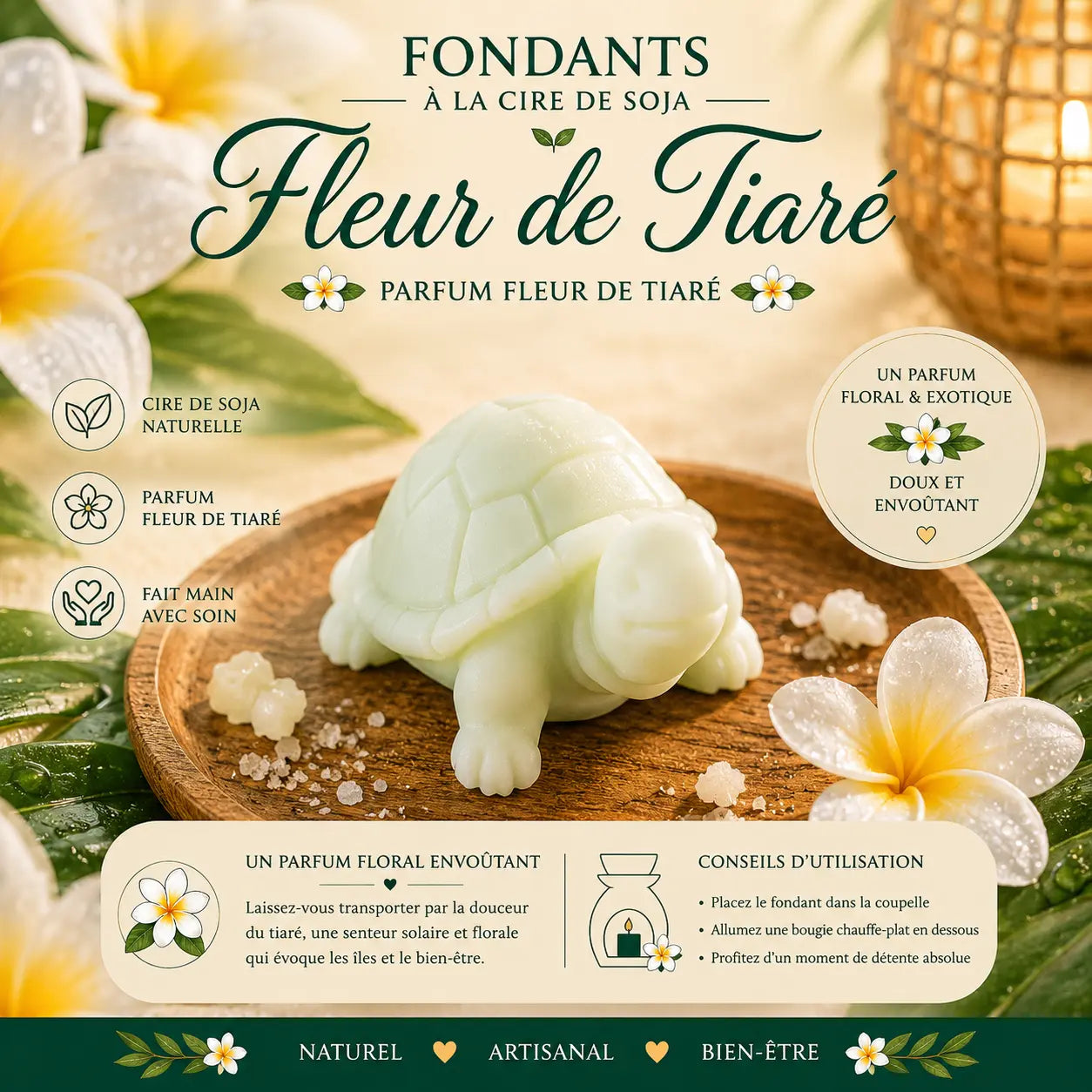 Fondants parfumés Fleur de Tiaré à la cire de soja