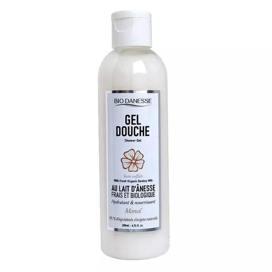 Gel douche au lait d'ânesse bio parfum Monoï. Canouto