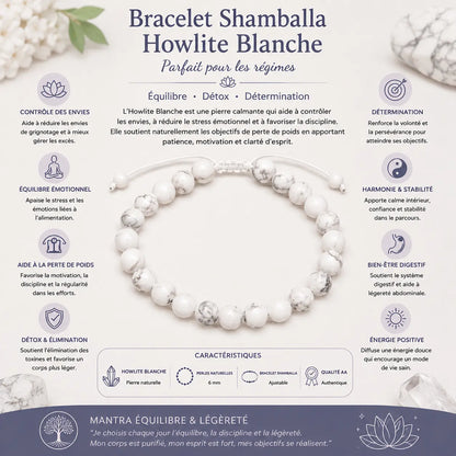 bracelet howlite shamballa , parfait pour les régimes