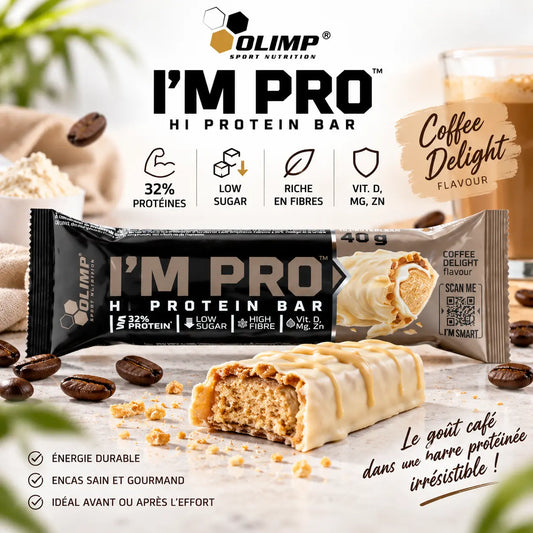 Olimp I'M PRO Protein Bar Coffee Delight 40 g barre protéinée goût café 13 g de protéines