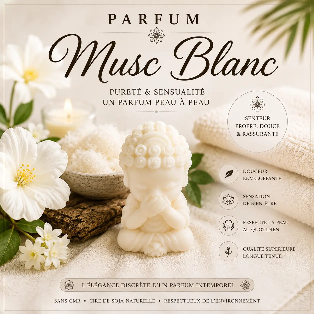 Fondants parfumés Musc Blanc à la cire de soja
