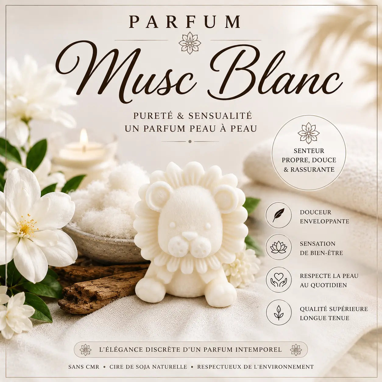 Fondants parfumés Musc Blanc à la cire de soja