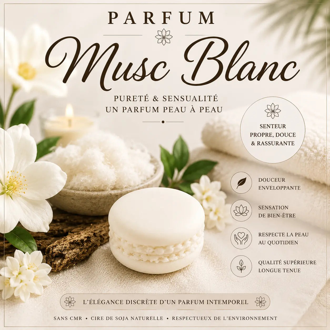 Fondants parfumés Musc Blanc à la cire de soja